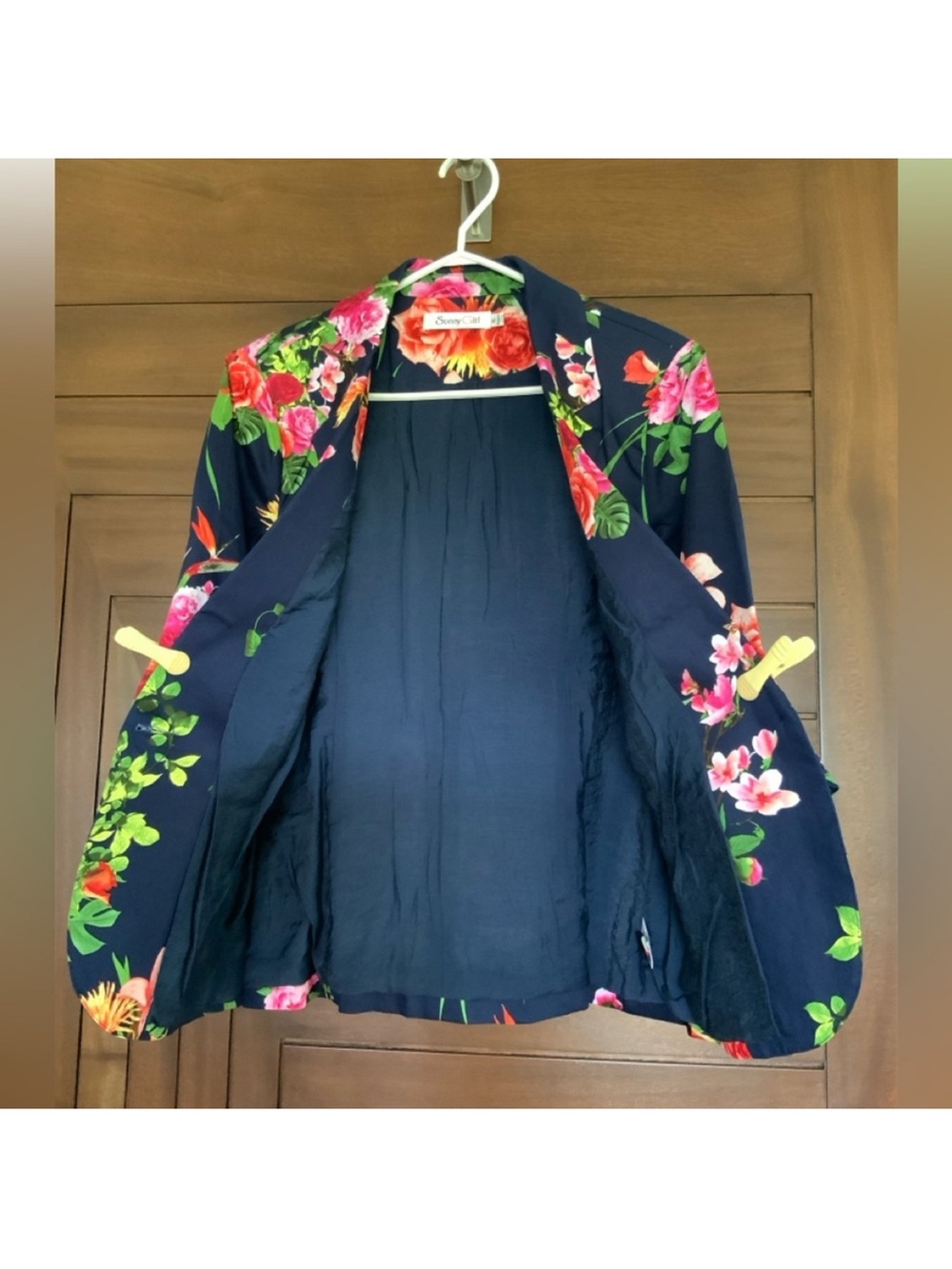 SUNNY GIRL Blazer, Navy & Floral Print, NWOT, Size L - Picture 4 of 5